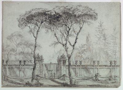 Piirros, Huvilan portilla, 1770-86 tekijältä Carlo Marchionni