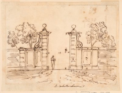 Piirustus, huvilan portin luonnos, 1750-55. tekijältä Carlo Marchionni