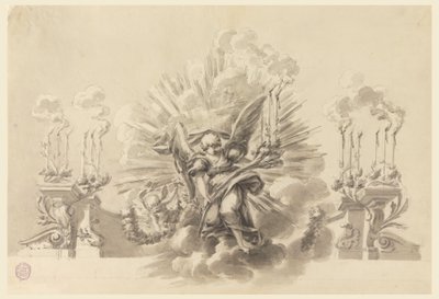 Piirustus, seremoniakoristeen luonnos, n. 1760. tekijältä Carlo Marchionni