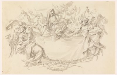 Piirustus, Suunnitelma kankaasta merkinnän paikaksi, 1750-86. tekijältä Carlo Marchionni