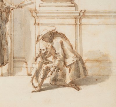 Piirustus, Pohjoisen portaalin suunnitelma, Suuri galleria, Villa Albani, Rooma, Italia, 1755-56. tekijältä Carlo Marchionni