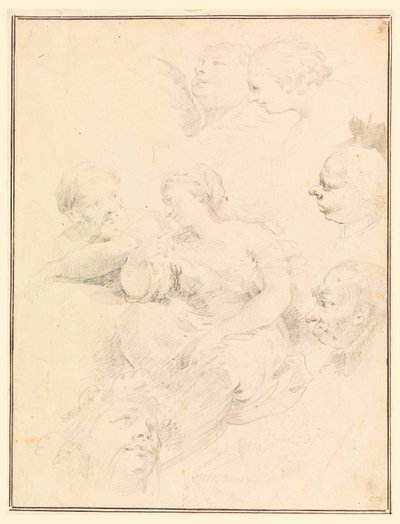 Piirustus, hahmoluonnoksia, 1775 tekijältä Carlo Marchionni