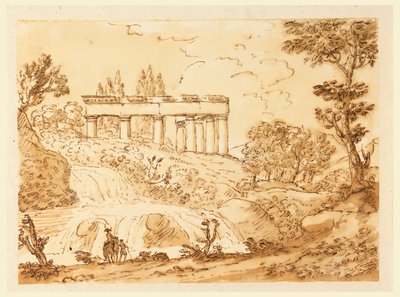 Piirustus, Maisema temppelin raunioineen, 1770-1786 tekijältä Carlo Marchionni