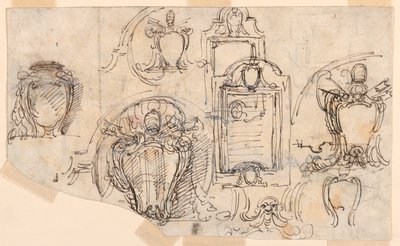 Piirustus, luonnoksia, 1740-58 tekijältä Carlo Marchionni