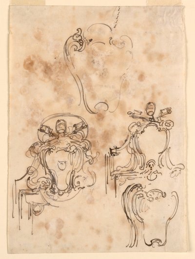 Piirustus, luonnoksia kehyksiä ja kaapistoja varten, 1758-69. tekijältä Carlo Marchionni
