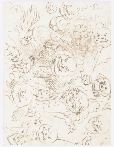 Piirustus, pään tutkimuksia, 1760-80 tekijältä Carlo Marchionni