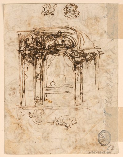 Piirustus, pään tutkimuksia, 1760-80 tekijältä Carlo Marchionni