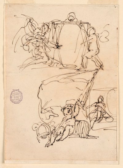 Piirustus, Kolme luonnosta, ennen 1775 tekijältä Carlo Marchionni
