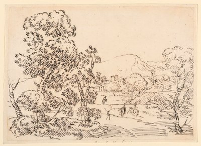 Piirustus, metsäinen maisema, 1750-1770 tekijältä Carlo Marchionni