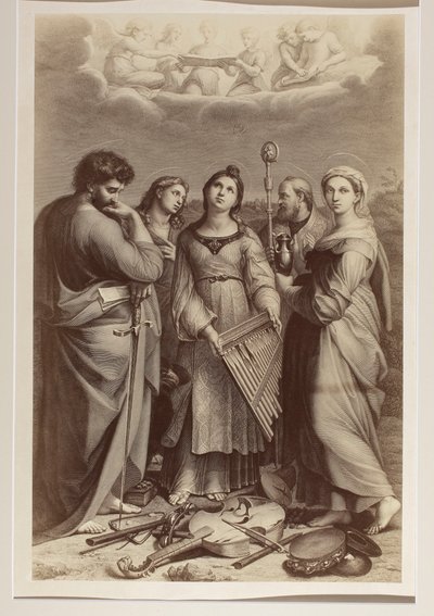 "Pyhän Cecilian hurmio", tuntemattoman tekijän kuparikaiverrus Rafaelin (1483-1520) maalauksen mukaan tekijältä Carlo Naya