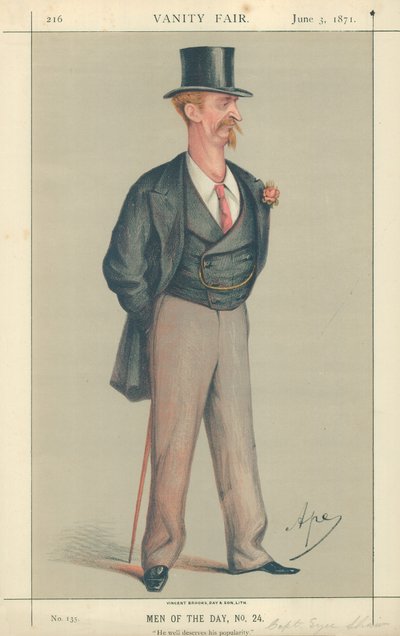 Kapteeni Eyre Shaw, hän ansaitsee hyvin suosionsa, 3. kesäkuuta 1871, Vanity Fair -sarjakuva tekijältä Carlo Pellegrini
