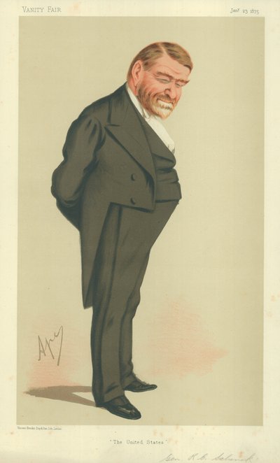 Kenraali Robert Cumming Schenck, Yhdysvallat, 23. tammikuuta 1875, Vanity Fair -sarjakuva. tekijältä Carlo Pellegrini