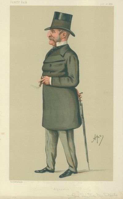 Kenraali Sir Thomas Montagu Steele, Aldershot, 20. heinäkuuta 1878, Vanity Fair -sarjakuva tekijältä Carlo Pellegrini