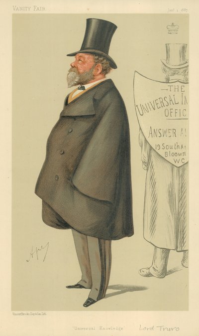Lord Truro, Universal Knowledge, 1. tammikuuta 1887, Vanity Fair -sarjakuva tekijältä Carlo Pellegrini