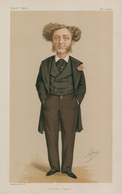 Herra Albert Grant MP; Leicester Square; 21. helmikuuta 1874; Vanity Fair; pilapiirros. tekijältä Carlo Pellegrini