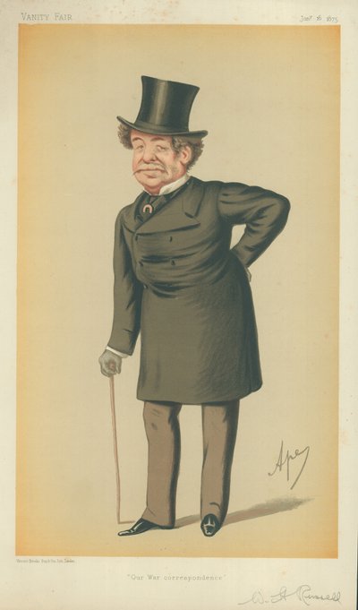 herra William Howard Russell, sotakirjeenvaihtomme, 16. tammikuuta 1875, Vanity Fair -sarjakuva tekijältä Carlo Pellegrini