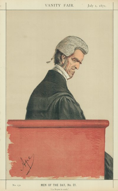 Sir John George Shaw-Lefevre, La Reyne le veult, 1. heinäkuuta 1871, Vanity Fair -sarjakuva tekijältä Carlo Pellegrini