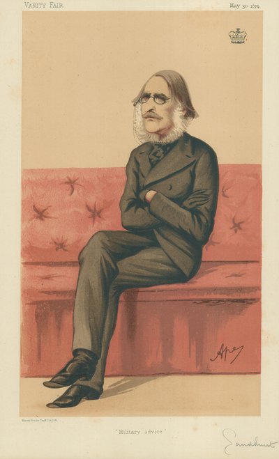 The Right Hon Lord Sandhurst, Sotilaallinen neuvo, 30. toukokuuta 1874, Vanity Fair -sarjakuva tekijältä Carlo Pellegrini