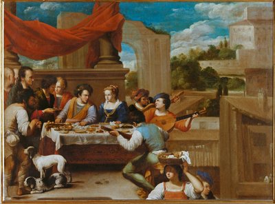 Pyhä Lasarus ja rikas mies (maalaus kankaalle) tekijältä Carlo Saraceni