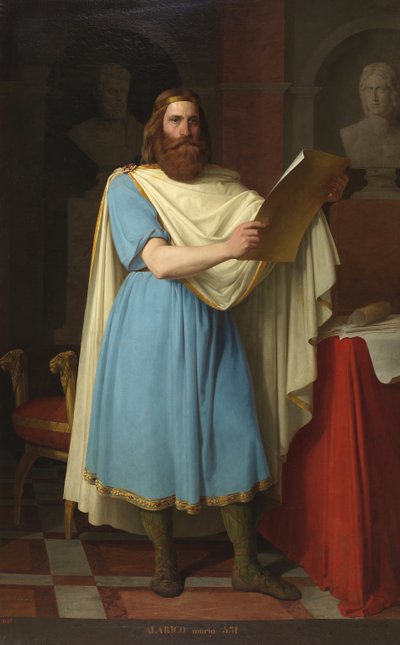 Portrait du roi wisigoth Alaric II (484-507) (Visigoottinen kuningas Alarik, Alarich ja Alarico II) Carlos Maria Esquivel y Rivasin (1830-1867) maalaus 1856 Palais de las Cortes, Madrid tekijältä Carlos Maria Esquivel