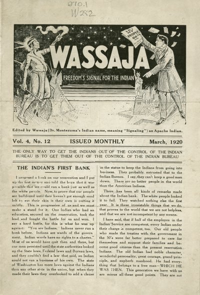 Issue of Wassaja, Voi. 4, nro 12 tekijältä Carlos Montezuma