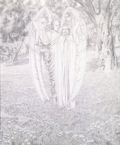 Kaksi enkeliä, 1904 tekijältä Carlos Schwabe