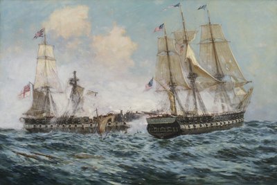 Yhdysvaltain fregatti Constitutionin ja H.M.S. Javan välinen taistelu, 1896. tekijältä Carlton Theodore Chapman