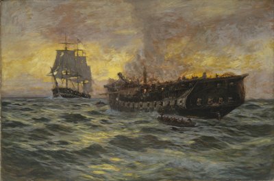 Yhdysvaltain fregattiperustuslain ja H.M.S. Java, 1897 tekijältä Carlton Theodore Chapman