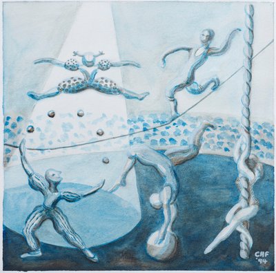 Sirkuskohtaus II, 1994 (akvarelli paperille) tekijältä Carolyn Hubbard Ford