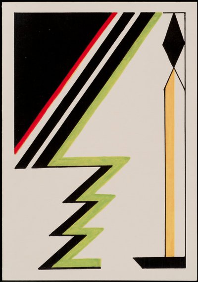 Deco kynttilä joulukuusella, 2010 (musta ja värillinen muste paperille) tekijältä Carolyn Hubbard Ford