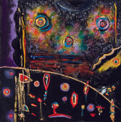 Night Seed Transmission, 2007 (akryyliä ja öljyä kankaalle) tekijältä Carolyn Mary Kleefeld
