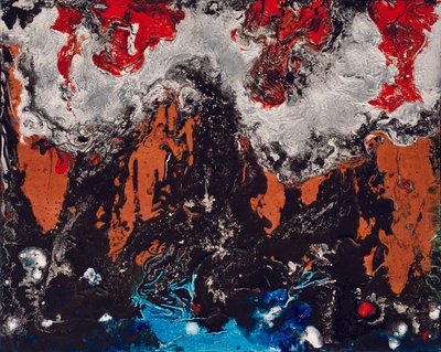 Elementtien rapsodia, 2012 (akryyli ja guassi kankaalle) tekijältä Carolyn Mary Kleefeld