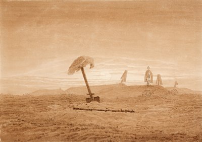 Maisema hautoineen, c. 1835-1837 tekijältä Caspar David Friedrich