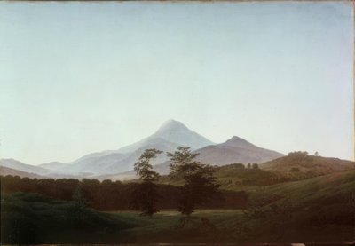 Böömiläinen maisema ja suuri ja pieni Milleschaue tekijältä Caspar David Friedrich