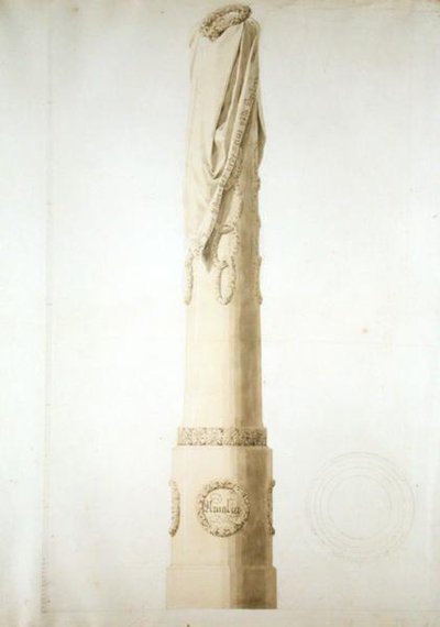 Suunnittelu muistopylvääseen (kynä, lyijykynä ja seepia paperille) tekijältä Caspar David Friedrich
