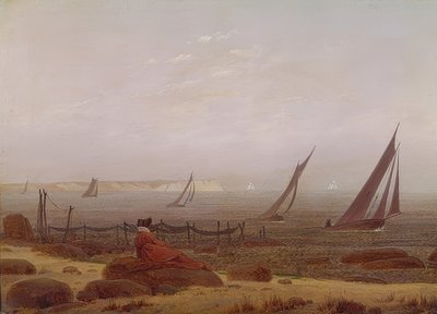 Nainen meren rannalla. Noin 1818 tekijältä Caspar David Friedrich
