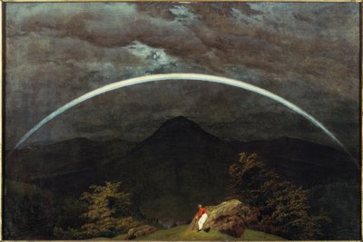 Gebirgslandschaft mit Regenbogen tekijältä Caspar David Friedrich