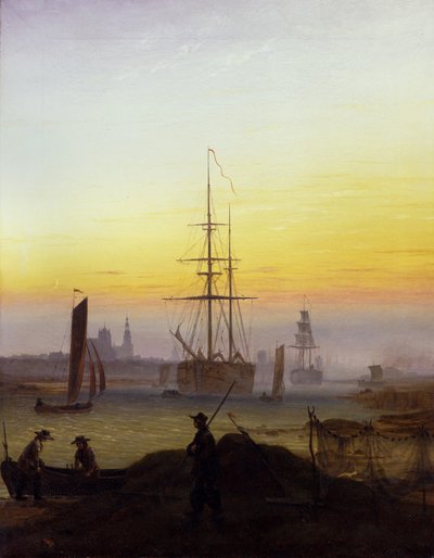 Saksa: Der Greifswalder Hafen Greifswaldin satama tekijältä Caspar David Friedrich