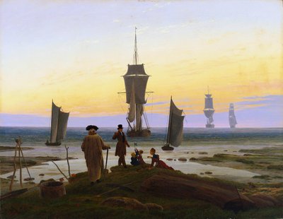 Saksa: Die Lebensstufen (Strandbild, Strandszene in Wiek) Elämänvaiheet (rantakuva, rantakuva Wiekissa) tekijältä Caspar David Friedrich