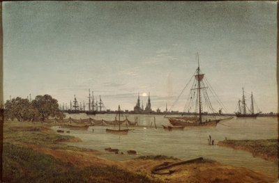 Satama kuunvalossa tekijältä Caspar David Friedrich