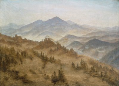 Maisema Rosenbergin kanssa Böömin vuoristossa tekijältä Caspar David Friedrich