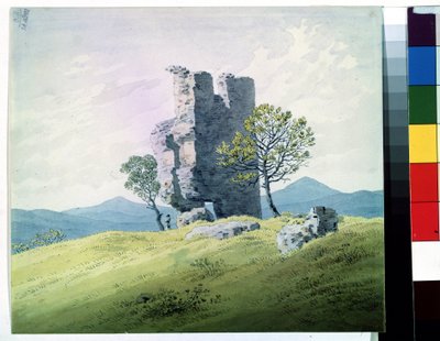""Teplicen linnan rauniot Tšekin tasavallassa"" (The Castle In Teplitz) Akvarelli Caspar David Friedrich (1774-1840) 1800-luvun Pushkin-museo, Moskova tekijältä Caspar David Friedrich