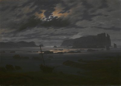 Pohjanmeri kuunvalossa, n. 1823 tekijältä Caspar David Friedrich