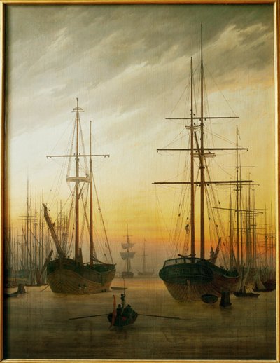 Laivat satamassa (öljy kankaalle) tekijältä Caspar David Friedrich