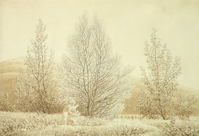Kevät (kynä ja seepia paperilla) tekijältä Caspar David Friedrich