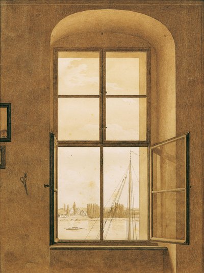 Näkymä taiteilijan ateljeen ikkunasta, oikea ikkuna, 1805-1806. tekijältä Caspar David Friedrich