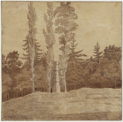 Metsäaukio ja obeliski Seifersdorfin laaksossa tekijältä Caspar David Friedrich