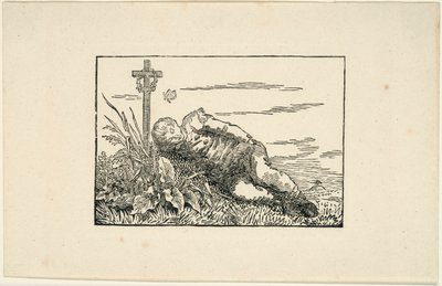Nuori mies makaa haudalla tekijältä Caspar David Friedrich