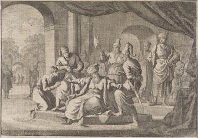 Mustafa, sulttaani Murat IV:n veljenpoika, kuristetaan hänen käskystään vuonna 1639 tekijältä Caspar Luyken (attributed to)