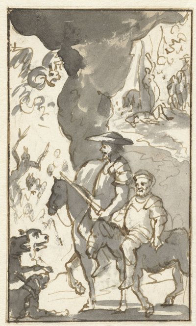 Don Quichotte ja Sancho Panza ajavat takon ohi Suunnittelut Histoire de l